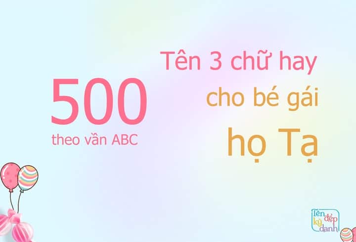 500 tên 3 chữ hay bé gái họ Tạ